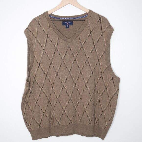 Saddlebred Mens Sweater Vest XXL Brown‎ Argyle Academia Preppy Grandpacore - Picture 1 of 8